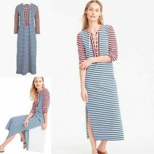 J. Crew Nautical Long Dress Striped Lace Up Sammie Baltic
